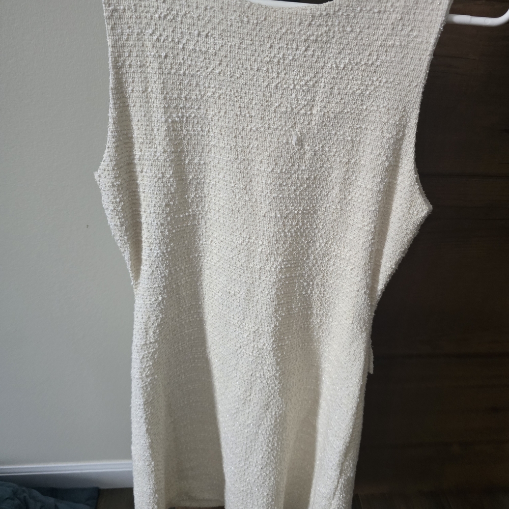 Monteau Textured Cream Button-Front Mini Dress - Picture 4 of 4